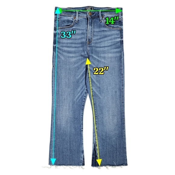 Abercrombie & Fitch Simone High Rise Ankle Flare Jeans Raw Hem Cropped - Picture 2 of 10
